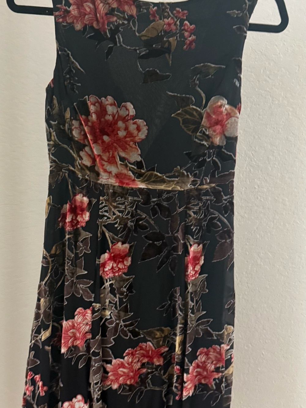 Betsey Johnson Black Burnout Velvet Floral Midi Dress Size 2